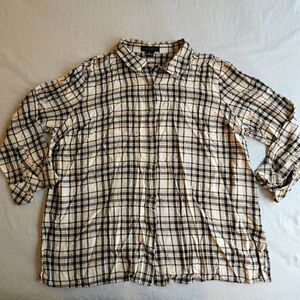 Sanctuary Plaid Button Down Tan & Black 2X Soft Cozy